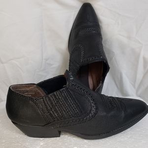 Women's 6.5 western leather black bootie Clogs (sr)